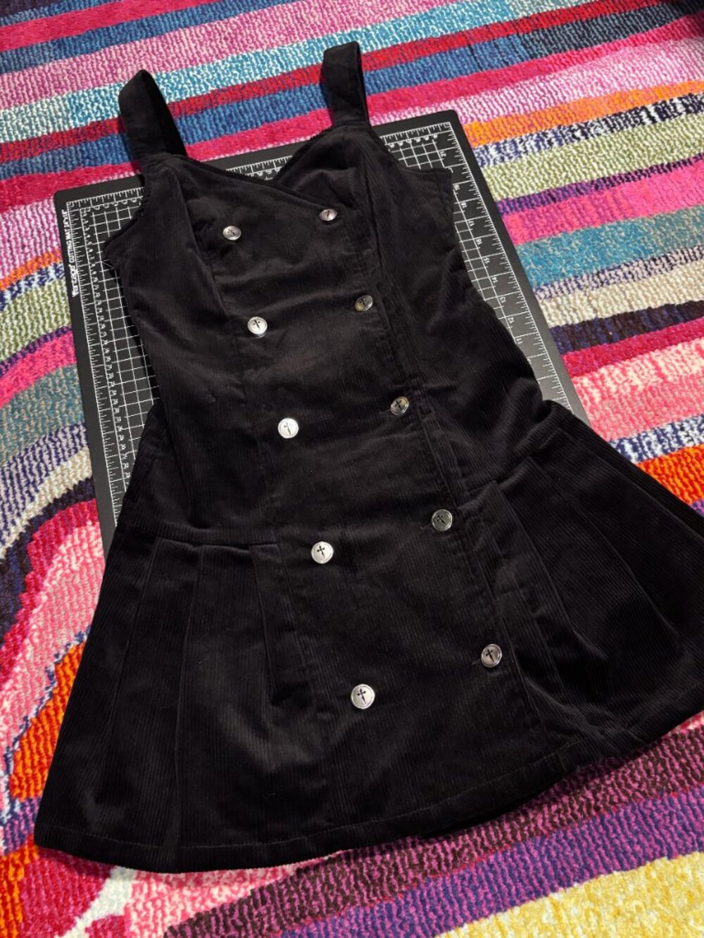 KILLSTAR BLACK GRISELDA CORDUROY BUTTONED DRESS - SIZE SMALL - Picture 5 of 6